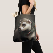 Sweet Cute Festive Ferret Canvas tas (Dichtbij)