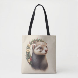 Sweet Cute Festive Ferret Tote Bag