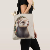 Sweet Cute Festive Ferret Tote Bag (Dichtbij)