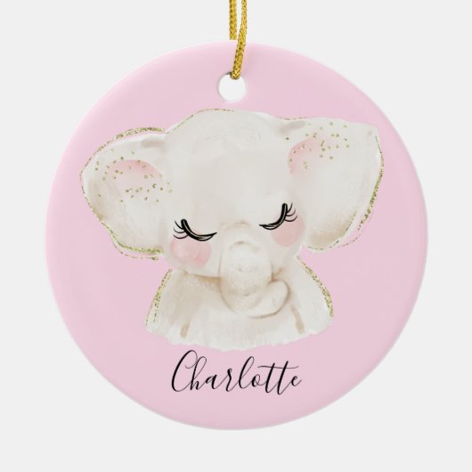 Sweet Cute & Girly Pastel Blush Pink Baby Elephant Keramisch Ornament (Voorkant)