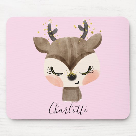 Sweet Cute & Girly Pastel Blush Pink Baby Reindest Muismat (Voorkant)