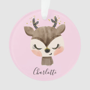 Sweet Cute & Girly Pastel Blush Pink Baby Reindest Ornament