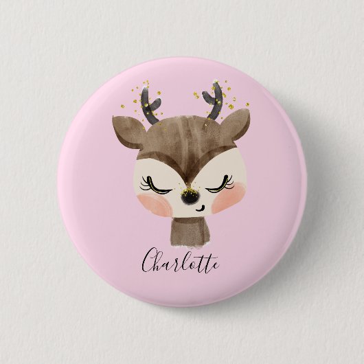 Sweet Cute & Girly Pastel Blush Pink Baby Reindest Ronde Button 5,7 Cm (Voorkant)