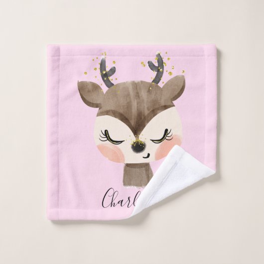 Sweet Cute & Girly Pastel Blush Pink Baby Reindest Washandje (Wasdoekje)