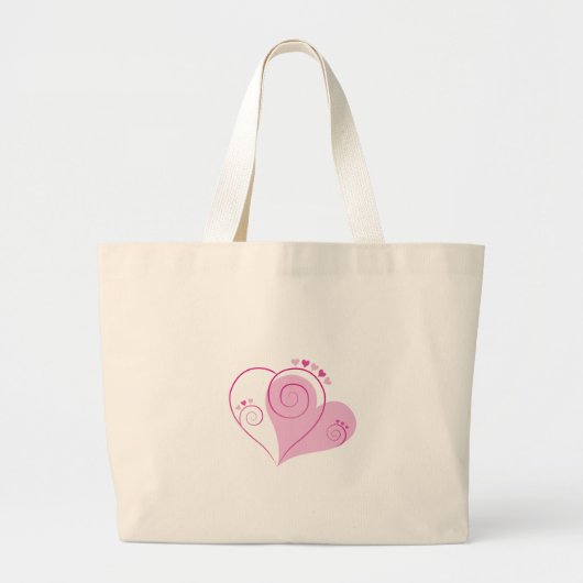 Sweet Cute Happy Valentijn Love Hearts Soft Pink Grote Tote Bag (Voorkant)