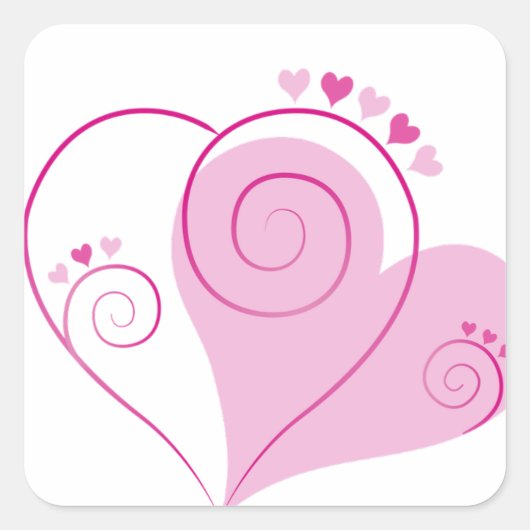 Sweet Cute Happy Valentijn Love Hearts Soft Pink Vierkante Sticker (Voorkant)