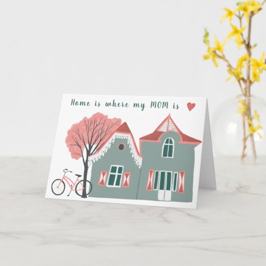 Sweet Cute House Ma Handmade CUSTOM Moederdag Kaart (Gele Bloem)