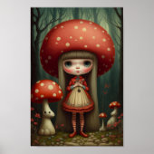 Sweet Cute Little Mushroom Pet Girl Art Poster (Voorkant)