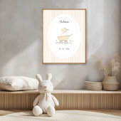 Sweet Cute Sheep Beige Nursery Name Date Poster
