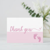 Sweet Cute Simple Pink Script-babymeisje douche Bedankkaart (Staand voorkant)