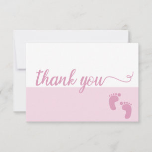 Sweet Cute Simple Pink Script-babymeisje douche Bedankkaart