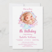 Sweet Cute Unicorn Waterverf Meisje Eerste Verjaar Kaart (Voorkant)