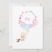 Sweet Cute Unicorn Waterverf Meisje Eerste Verjaar Kaart (Achterkant)