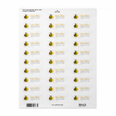 Sweet Cute Yellow Bumblebee Child Birthday Adres Etiket (Full Sheet)
