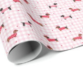 Sweet Dachshund Plaid Pattern Wrapping Paper Roll Cadeaupapier (Rol Hoek)