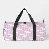 Sweet Dachshunds op Modern Pink Stripes Overnight Plunjezak (Achterkant)