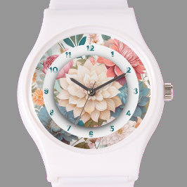 Sweet Dahlias twee kronen Horloge