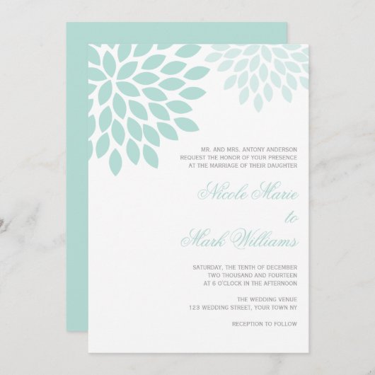 Sweet Dahlias Wedding Kaart (Voorkant / Achterkant)