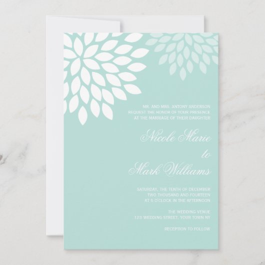 Sweet Dahlias Wedding Kaart (Voorkant)