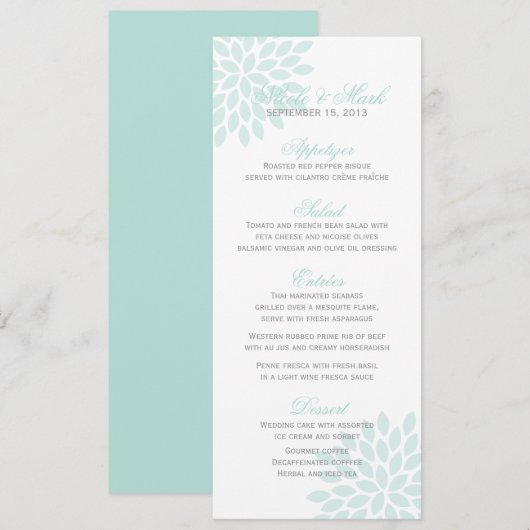 Sweet Dahlias Wedding Menu (Voorkant / Achterkant)