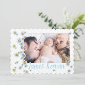 Sweet Daisies Birth Announcement Fotokaart Kaart (Staand voorkant)