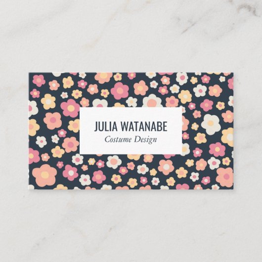 Sweet Daisies Floral QR Code Social Media Chic Visitekaartje (Voorkant)