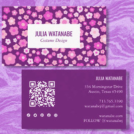 Sweet Daisies Floral QR Code Social Media Chic Visitekaartje