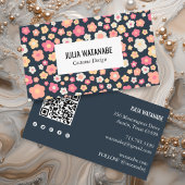 Sweet Daisies Floral QR Code Social Media Chic Visitekaartje