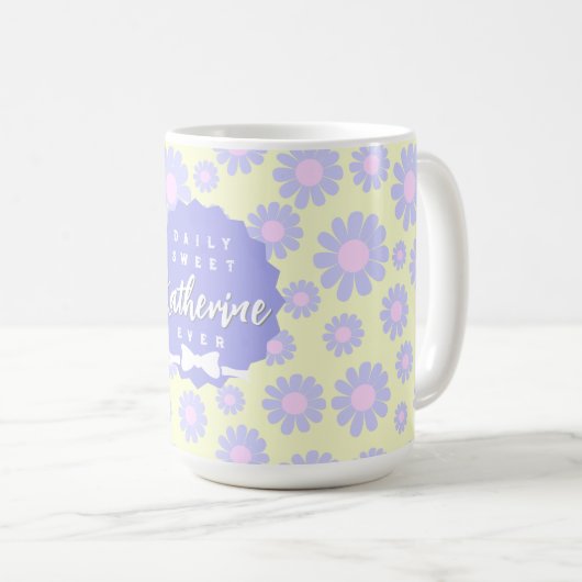 Sweet Daisy Baby Geel Paarse Roze Mok (Voorkant rechts)