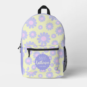 Sweet Daisy Baby Pastel Beige Paarse Roze Bedrukte Rugzak