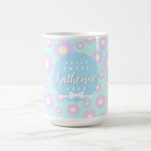 Sweet Daisy Baby Pastel Blue Pink Yellow Koffiemok
