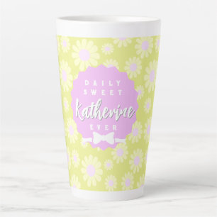 Sweet Daisy Baby Pastel Green Yellow Pink Latte Mok