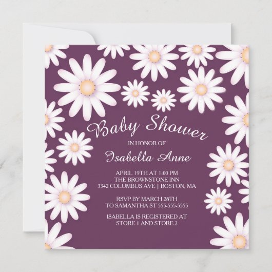 Sweet Daisy Baby shower Invitation Kaart (Voorkant)