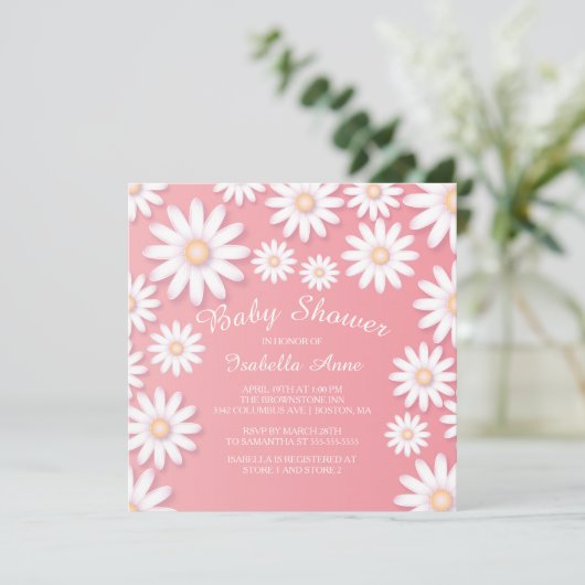 Sweet Daisy Baby shower Invitation Kaart (Staand voorkant)