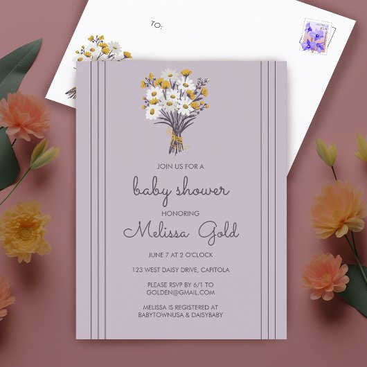 Sweet Daisy Boeket Chic BABY SHOWER CUSTOM Uitnodiging Briefkaart