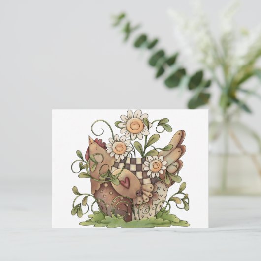 Sweet Daisy Hen Briefkaart (Staand voorkant)