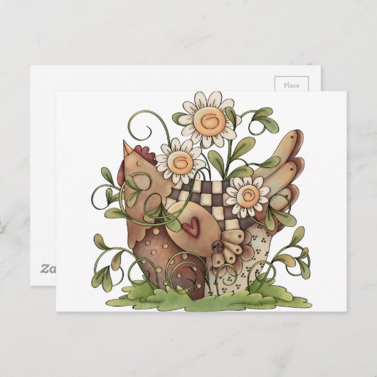 Sweet Daisy Hen Briefkaart (Voorkant / Achterkant)