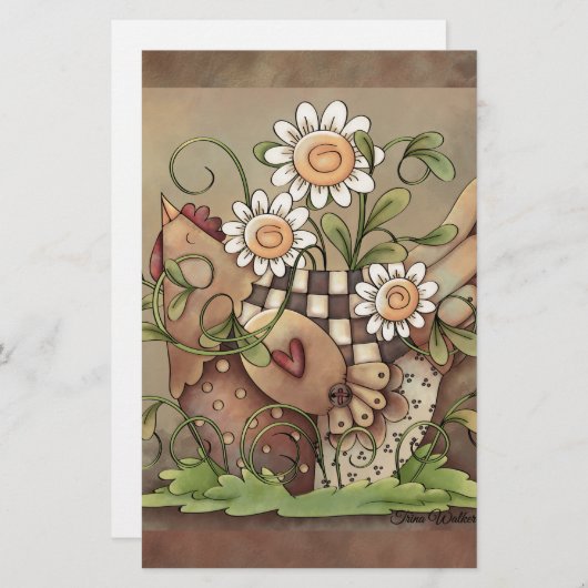 Sweet Daisy Hen Briefpapier (Voorkant / Achterkant)