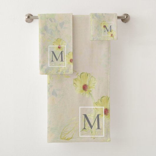 Sweet Daisy Monogram Taupe Bad Handdoek (Insitu)