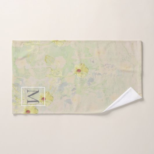 Sweet Daisy Monogram Taupe Bad Handdoek (Handdoek)