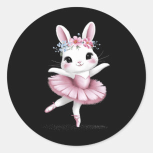 Sweet Dancing Ballerina Bunny Ballet Rabbit Girl E Ronde Sticker