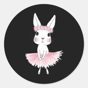 Sweet Dancing Ballerina Bunny Ballet Rabbit Girl F Ronde Sticker