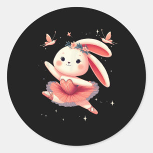 Sweet Dancing Ballerina Bunny Ballet Rabbit Girl F Ronde Sticker