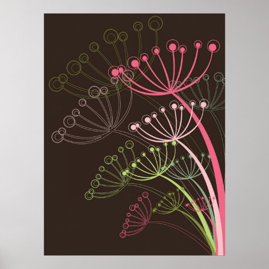 Sweet Dandelions Roze Poster van Floral (Voorkant)