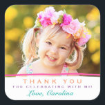 Sweet Dank je wel Foto Birthday Stickers<br><div class="desc">Deze lieve,  kleurrijke bedankjes zijn perfect voor een sticker of een andere speciale gelegenheid. Gebruik ze voor favoriete labels,  envelopzegels,  cupcake toppers en meer! Tekstkleuren kunnen worden aangepast aan elke gewenste kleur. Vervang de foto van de sjabloon voordat u deze aanschaft.</div>