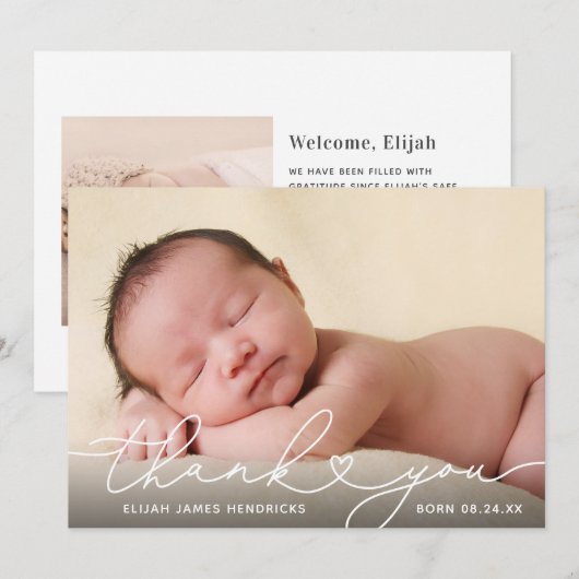 Sweet Dankjewel Foto geboorteaankondiging Kaart (Voorkant / Achterkant)