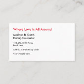 Sweet Dating Service Visitekaartje (Achterkant)