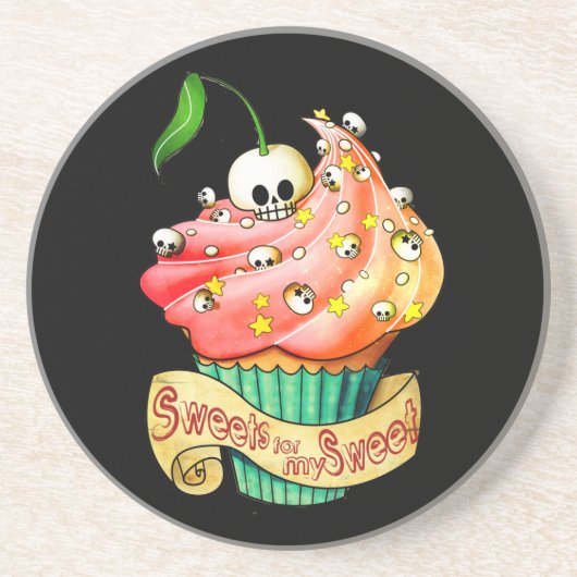 Sweet & Deadly Skull Cupcake Zandsteen Onderzetter (Voorkant)