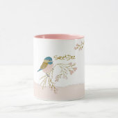 Sweet-Dee Chickadee Floral Pattern Pink Gold Mok (Midden)