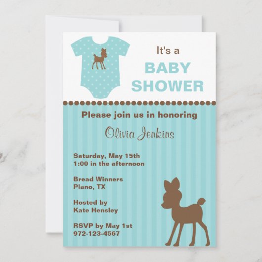 Sweet Deer Baby Shower-uitnodigingen Kaart (Voorkant)